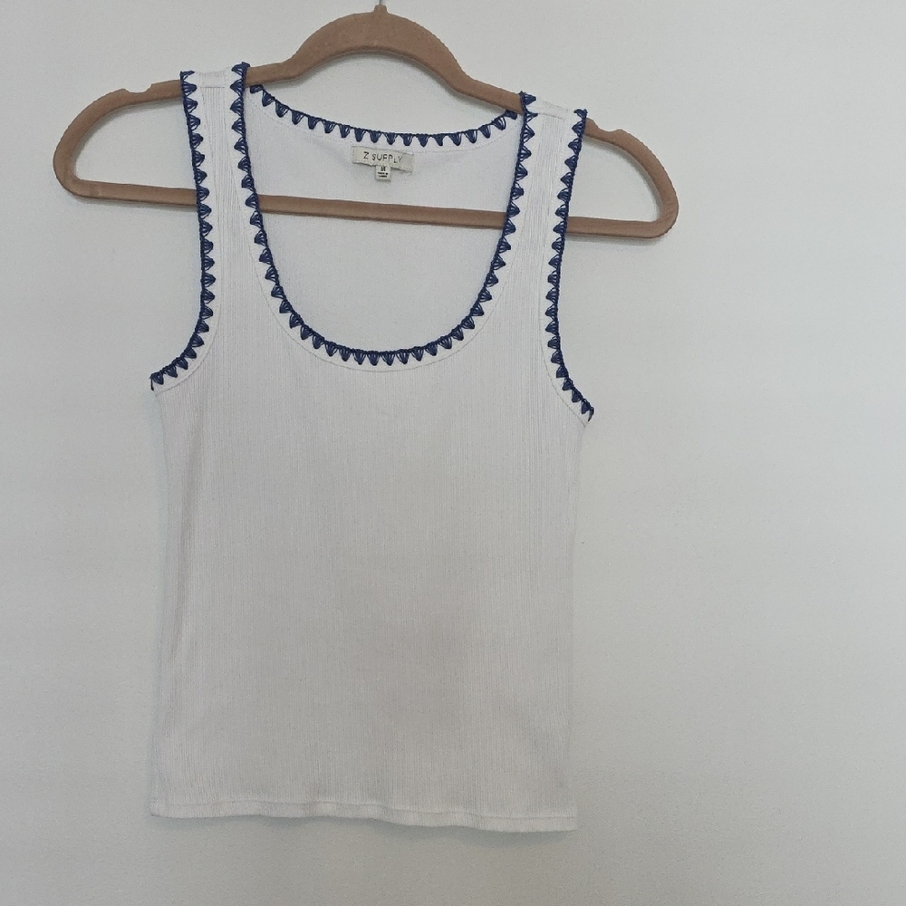 Z Supply White Tank with Navy Accents